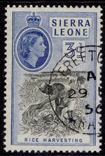 SIERRA LEONE QEII SG214a, 3d black & bright blue, FINE USED. Cat £20.