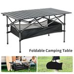 95*55cm Folding Camping Table Adjustable Height Roll Top Picnic BBQ Carry Bag UK