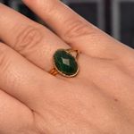 Jade Adjustable Ring • 22k Gold Plated, Adjustable Band