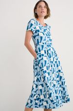Seasalt Women's Regular Veronica Short Sleeve Midi Dress Torn Shapes Sailor