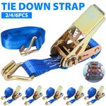 2-6Pcs Ratchet Straps Tie Down 25mm endless 5 Metre Blue 800kg Lashing Straps UK