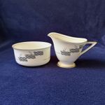 Royal Doulton Lido Black V1694 Milk Jug and Sugar Bowl Art Deco Vintage 1930s