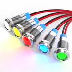 6mm Waterproof Metal LED Indicator Light 12V 24V 220V Signal Pilot Dash Lamp