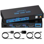 8K@60Hz KVM Switch 2 PC 1 Monitor Displayport 4K@120Hz DP KVM Switches Single Mo