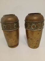 British Made Brass Vases Pair Floral Detailing Vintage Collectable