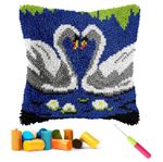 Latch Hook Cushion Kit CCWoran Swans Pattern Cushion Design Kit  DIY 43 x 43 cm