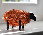 Metal Sheep Ornament - Rustic Farm Animal Themed Home Decor Gifts - Orange