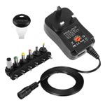 3‑12V Universal AC‑DC Adjustable Power Supply Adapter UK Plug Charger 6 DC Tip