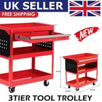 Tool Storage Heavy Duty Garage Trolley Workshop 3 Tier Wheel Cart Shelf DIY