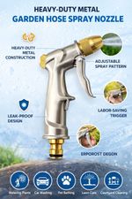 Garden Hose Spray Heavy Duty Metal Nozzle High Pressure Water Gun Brass UK