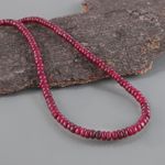 Natural Red Ruby Smooth Rondelle Beaded Necklace 925 Sterling Silver 18" Boho