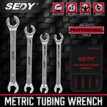 4PC Flare Nut Wrench Set MM Brake Line Professional Offset Heads Portable Pouch