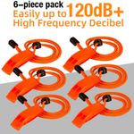 6 Pack Orange Outdoor Whistles with Lanyard Loud Blast Whistle for Sports Events