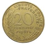 1967 France 20 Centimes Copper-aluminium-nickel Coin K355