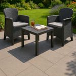 3PC Rattan Bistro Set Outdoor Garden Furniture Table & Chairs Patio