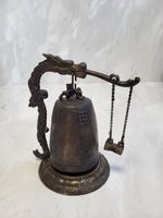 Vintage Brass Standing Chinese Temple Dragon Bell w/ Hammer and Chain.PS2008358