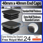 40x40mm Square Plastic End Caps Bungs Blanking Plugs Tube Inserts Box Section