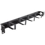 1U Recessed 4 Ring Cable Management Bar Pass-through with Brush 19 Inch Rack