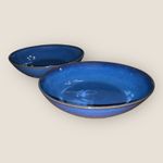 Denby Imperial Blue 2x Pasta Coupe Bowls 8.5” Solid Colour Hardly Used Excellent