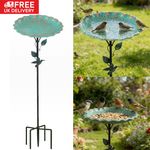 Outdoor Garden Bird Bath Bowl with Stake Wild Bird Feeder Feeding Station Basin