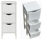 Slim 3 Drawer Bathroom Cabinet Bedroom Storage MDF Wood White Unit Organizer