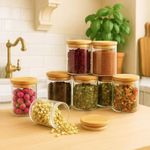 12 PCS Glass Spice Jars Spices Storage Herbs Tea Coffee Rice - Bamboo Lid