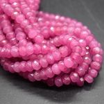 Ruby Pink Jade (Dyed) FACETED Disc Beads, 6mm x 4mm - 15'', for Jewellery Making