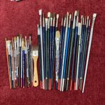 Bundle Of Used/Unused Art Equipment, Brushes, Books, Acrylic Paint, Art pads etc