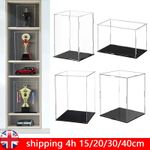 20/30/40cm Case Acrylic Display Clear ShowBox Dustproof Protection W/ Black Base