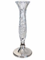 Antique Cut Crystal Glass Bud Vase Sterling Silver Base Hallmarked B&Co England