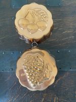 Vintage Copper Jelly Moulds X2 Grape & Cherry Design Kitchenalia Retro