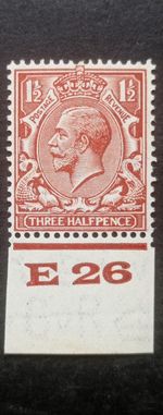 King George V GB 1.1/2d Red Brown SG.420 N35 (1) MH Well Centered Good Perf. VF