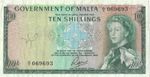 Malta Banknote Elizabeth II Ten Shillings 10/- issued 8 July 1963 Better Grade