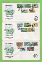Bahamas 1986-87 Fish definitives set on Four First Day Covers