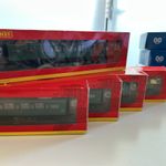 4x Hornby Maunsell BR Southern Green Livery Coach plus compartment brake coach