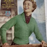 Retro Cardigan 1950’s Vintage Knitting Pattern 1434 ~ Laminated Copy 