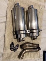 TRIUMPH STREET TRIPLE 675 675R MAX TORQUE TWIN EXHAUSTS + CLAMPS + LINK PIPES