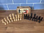 Vintage K&C London Chess Set In Original Wooden Box - 2.5cm To 5.5cm VGC (B24)