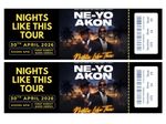 Ne-yo & Akon Nights Like This Tour Personalised Souvenir Mock Concert Ticket 