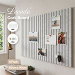 Levede Felt Notice Board 6 Pack Wall Tiles Pin Board Self Adhesive Grey 30x30cm
