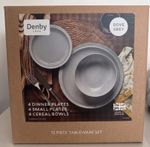 Denby 12 Piece Dove Grey Dinner Set - Brand New RRP £180