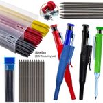 Deep Hole Solid Carpenter Pencil With 6 Refill Leads Construction Pencil Set UK