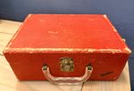 VTG 1950s Vacationer Red Faux Croc Small Suitcase 12” Photo Prop Retro Decor