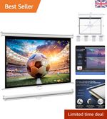 60-Inch Pull Down Projector Screen - HD 1080P, 4:3 Matte White - Versatile Use