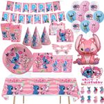Pink Stitch & Lilo party supply tablecloth banner balloon birthday decorations