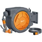 Outsunny Retractable 30+2m Garden Hose Reel Wall Mounted with Lock, Orange