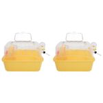 Portable Reusable Plastic Hamster Carrier Cage Yellow Small Pet Travel Box