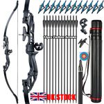 55lbs 53" Takedown Recurve Bow Carbon Arrows Kit Archery Hunting Shooting Target