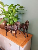 Vintage Stallion Horse Leather Figurine Statue Wooden  Handmade Liberty Style 2