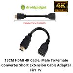 15cm HDMI 4K Cable Male To Female Converter Short Extension Cable Fire TV
